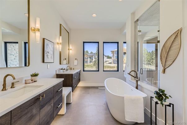 Bathroom, Dual Sink Vanities, Free Standing Baths, Interior, Recessed Lighting
