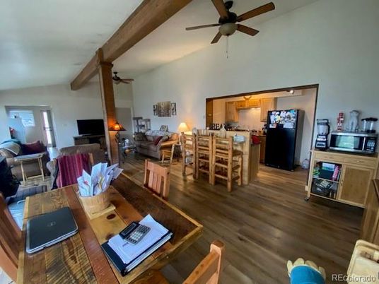Dining room, Interior, Kitchen, Living room, Wooden Beams, Wood Texture Flooring