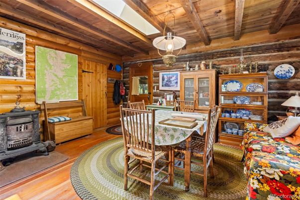 Dining room, Fireplace, Interior, Wooden Beams, Wooden Ceilings, Wood Texture Flooring, Wooden Walls