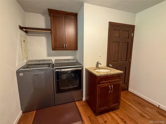Interior, Washer, Wood Texture Flooring
