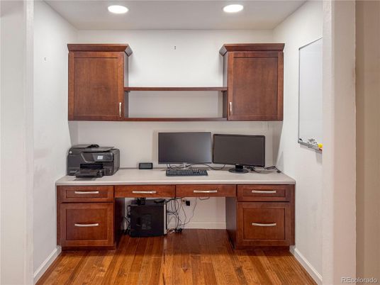 Home Office, Interior, Recessed Lighting, Wood Texture Flooring