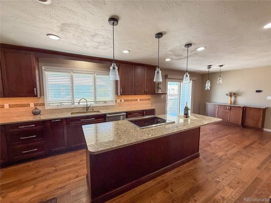 Interior, Kitchen, Pendant Lights, Recessed Lighting, Wood Texture Flooring