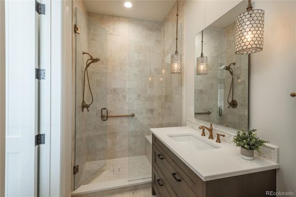 Bathroom, Glass Shower, Interior, Pendant Lights, Recessed Lighting