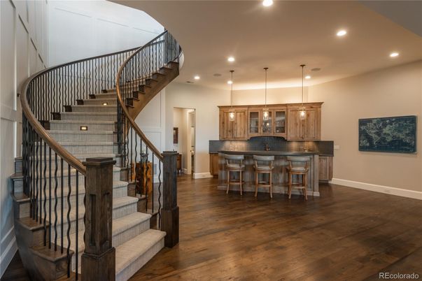 Interior, Kitchen, Pendant Lights, Recessed Lighting, Wood Texture Flooring