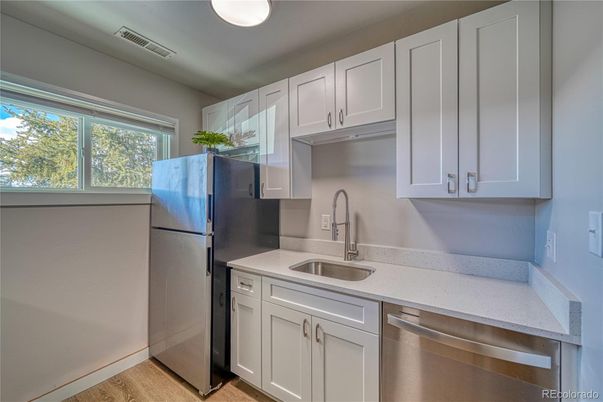 Interior, Kitchen, Stainless Steel Appliances, Wood Texture Flooring