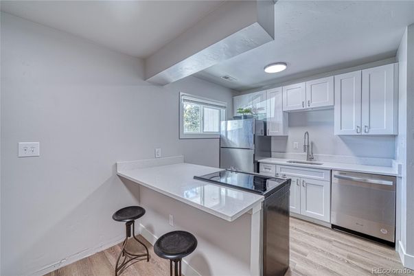 Interior, Kitchen, Stainless Steel Appliances, Wood Texture Flooring