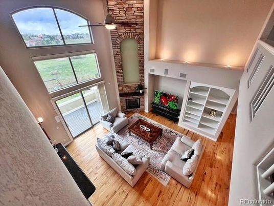 Fireplace, Interior, Living room, Stone Walls, Wood Texture Flooring