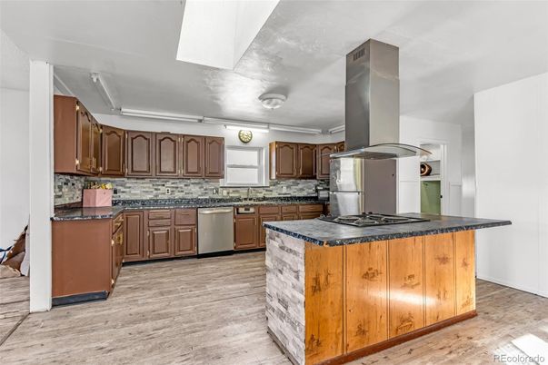Interior, Kitchen, Stainless Steel Appliances, Wood Texture Flooring