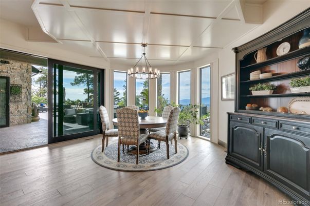 Chandelier, Dining room, Interior, Wood Texture Flooring
