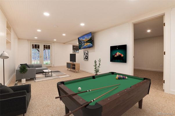 Billiard Table, Game Room, Interior, Living room, Recessed Lighting