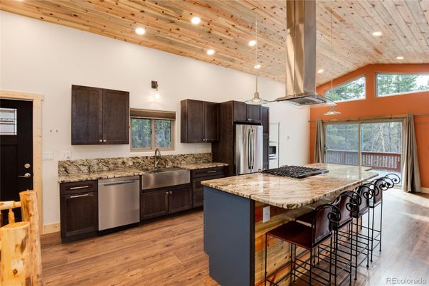 Interior, Kitchen, Recessed Lighting, Stainless Steel Appliances, Wooden Ceilings, Wood Texture Flooring