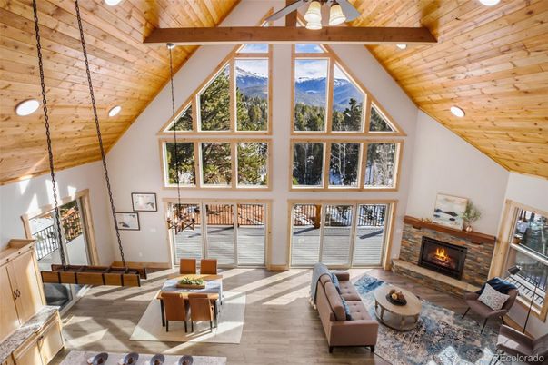 Fireplace, Interior, Living room, Recessed Lighting, Wooden Beams, Wooden Ceilings, Wood Texture Flooring