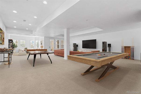 Billiard Table, Game Room, Interior, Recessed Lighting
