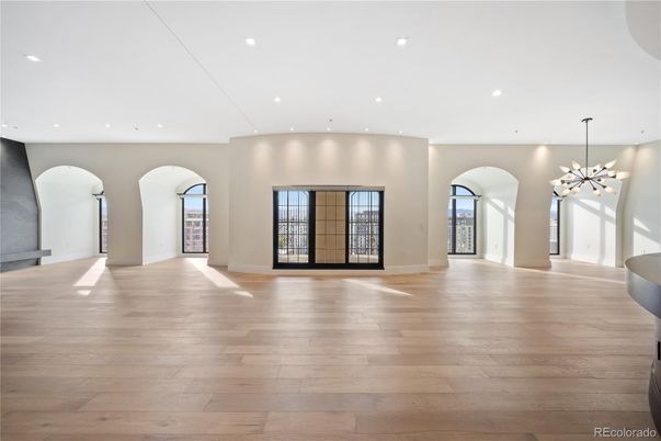 Empty room, Interior, Recessed Lighting, Wood Texture Flooring