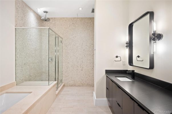 Bathroom, Dual Sink Vanities, Glass Shower, Interior, Recessed Lighting