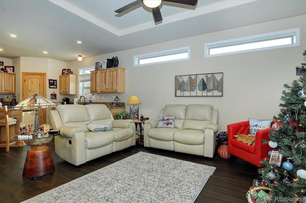 Interior, Kitchen, Living room, Recessed Lighting, Wood Texture Flooring