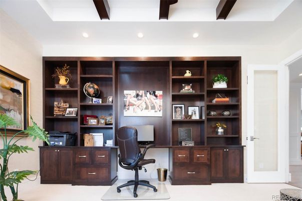 Home Office, Interior, Recessed Lighting, Wooden Beams