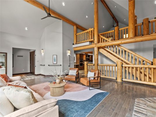 Interior, Living room, Recessed Lighting, Wooden Beams, Wood Texture Flooring