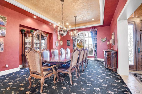 Chandelier, Dining room, Interior, Recessed Lighting