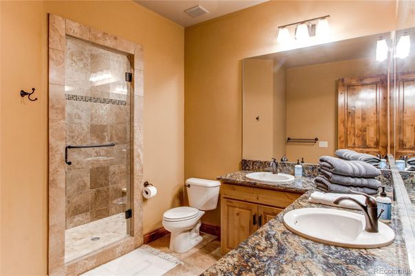 Bathroom, Dual Sink Vanities, Glass Shower, Interior