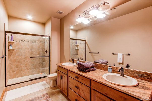 Bathroom, Dual Sink Vanities, Glass Shower, Interior, Recessed Lighting