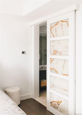Bathroom, Interior, Marble Walls, Wood Texture Flooring