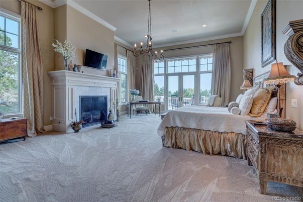 Bedroom, Chandelier, Fireplace, Interior, Recessed Lighting