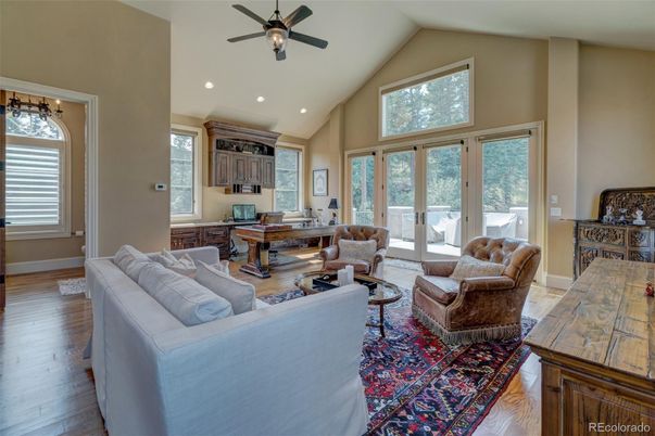 Home Office, Interior, Living room, Recessed Lighting, Wood Texture Flooring
