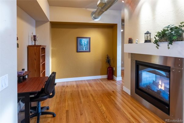 Fireplace, Home Office, Interior, Wood Texture Flooring