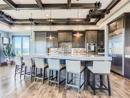 Interior, Kitchen, Pendant Lights, Recessed Lighting, Stainless Steel Appliances, Wooden Beams, Wood Texture Flooring