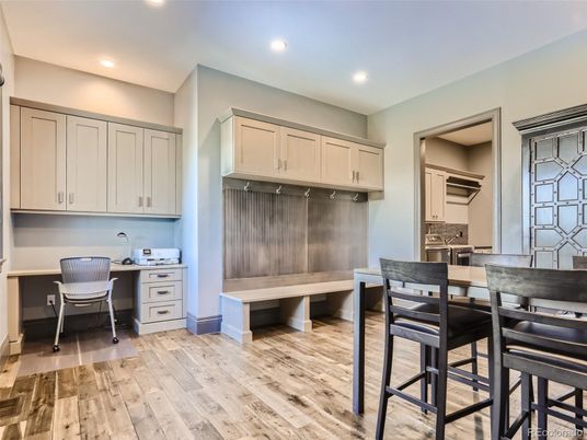 Home Office, Interior, Recessed Lighting, Wood Texture Flooring