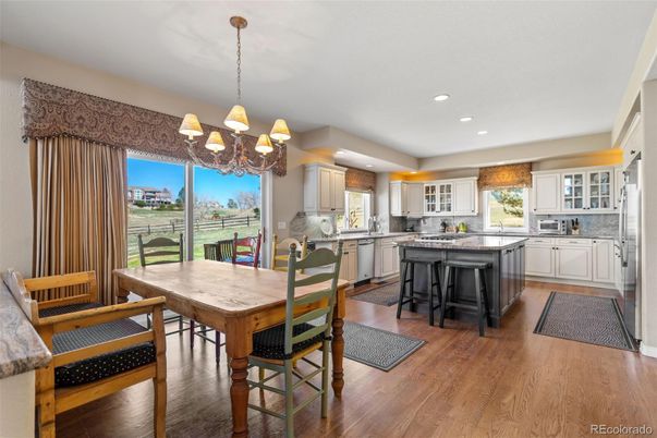 Chandelier, Dining room, Interior, Kitchen, Recessed Lighting, Wood Texture Flooring