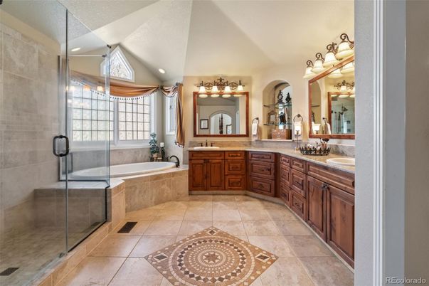 Bathroom, Dual Sink Vanities, Glass Shower, Interior, Recessed Lighting