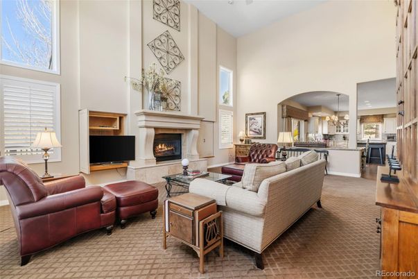 Fireplace, Interior, Kitchen, Living room, Pendant Lights, Recessed Lighting