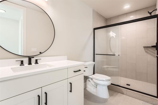 Bathroom, Dual Sink Vanities, Glass Shower, Interior, Recessed Lighting