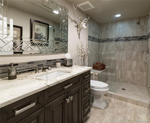 Bathroom, Glass Shower, Interior, Recessed Lighting