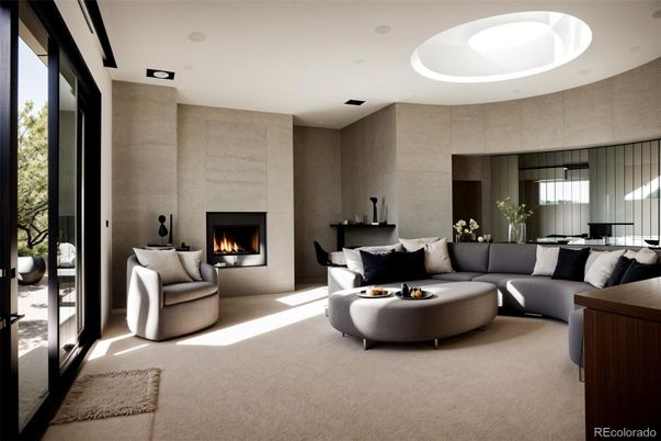 Fireplace, Interior, Living room, Recessed Lighting