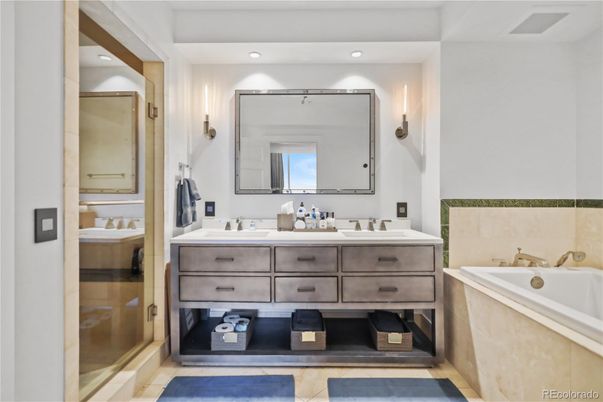 Bathroom, Dual Sink Vanities, Glass Shower, Interior, Recessed Lighting