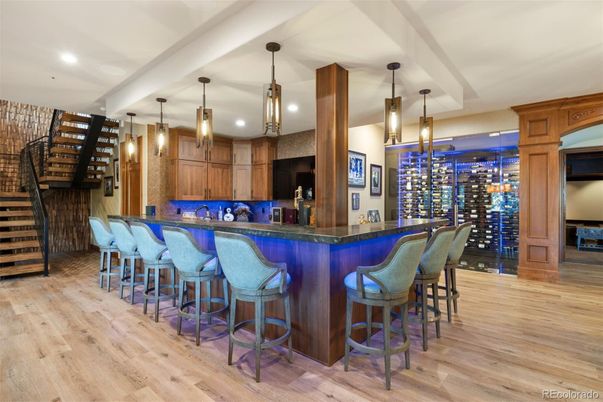 Interior, Pendant Lights, Recessed Lighting, Wine Storage, Wood Texture Flooring