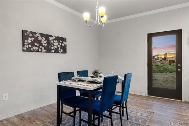 Chandelier, Dining room, Interior, Wood Texture Flooring