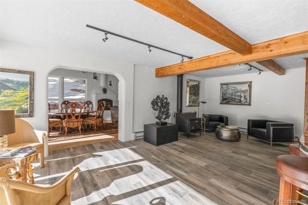 Dining room, Interior, Wooden Beams, Wood Texture Flooring