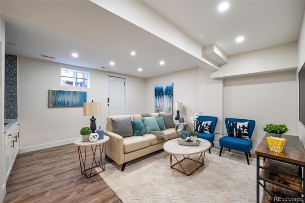 Interior, Living room, Recessed Lighting, Wood Texture Flooring