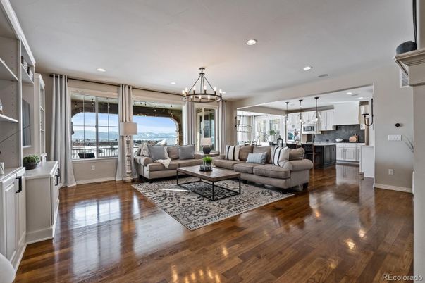 Interior, Kitchen, Living room, Pendant Lights, Recessed Lighting, Wood Texture Flooring