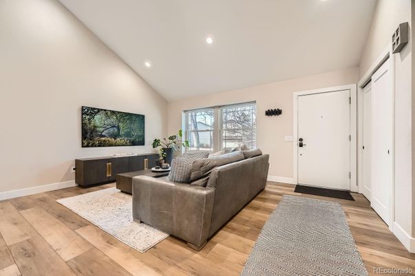 Interior, Living room, Recessed Lighting, Wood Texture Flooring