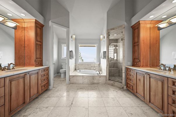 Bathroom, Dual Sink Vanities, Glass Shower, Interior, Recessed Lighting