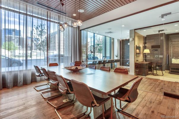 Dining room, Interior, Pendant Lights, Recessed Lighting, Wood Texture Flooring
