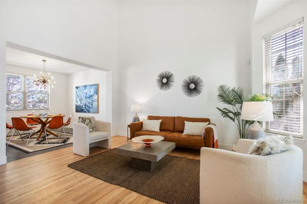 Dining room, Interior, Living room, Pendant Lights, Wood Texture Flooring