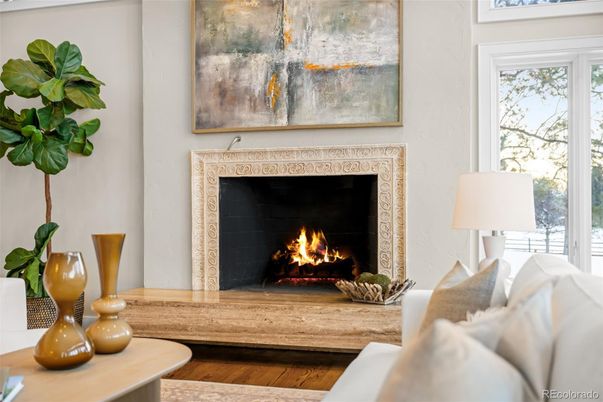 Fireplace, Interior, Wood Texture Flooring