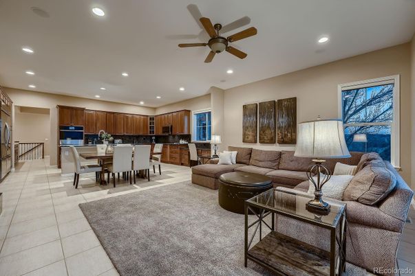 Dining room, Interior, Kitchen, Living room, Recessed Lighting