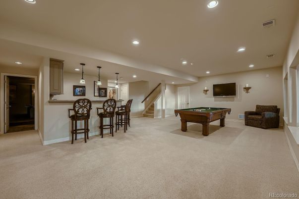 Billiard Table, Game Room, Interior, Pendant Lights, Recessed Lighting